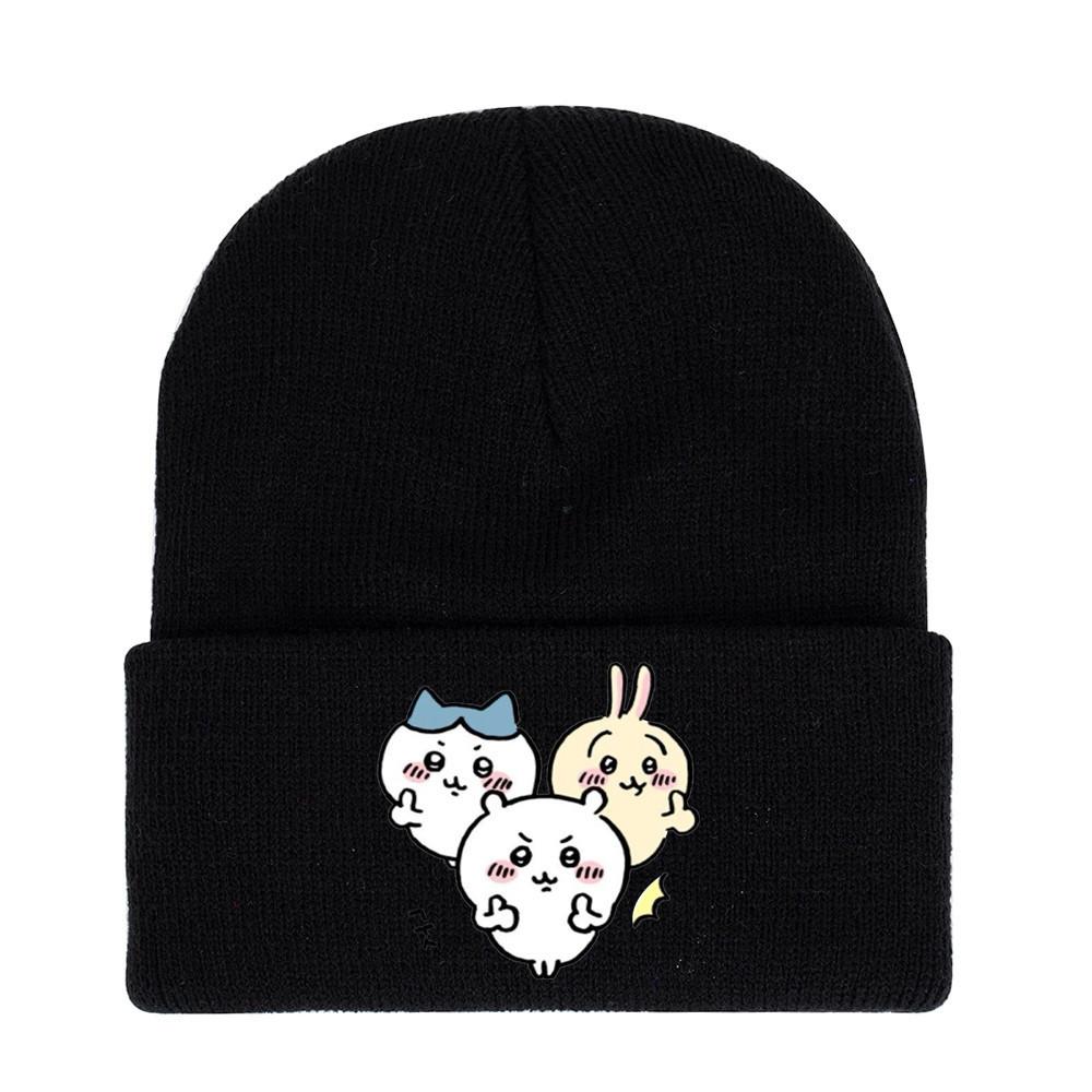 Usagi Chiikawa Round Top Dopamine Print Knit Hat For Animation Enthusiasts