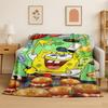 Cartoon SSpongeBob Patrick Star Flannel Blanket Soft Warm Throw Blanket for Bedroom Living Room Bed Travel Camping Picnic Kid