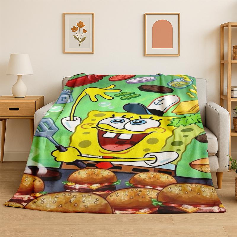 

Cartoon SSpongeBob Patrick Star Flannel Blanket Soft Warm Throw Blanket for Bedroom Living Room Bed Travel Camping Picnic Kid 75x100cm (30x40inch)