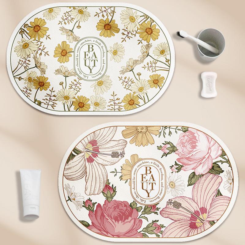 **"Absorberande Halkfri Badrumsmatta av Kiselgur - Snabbtorkande, Mjuk Fotmatta för Toalett & Dörröppning"**