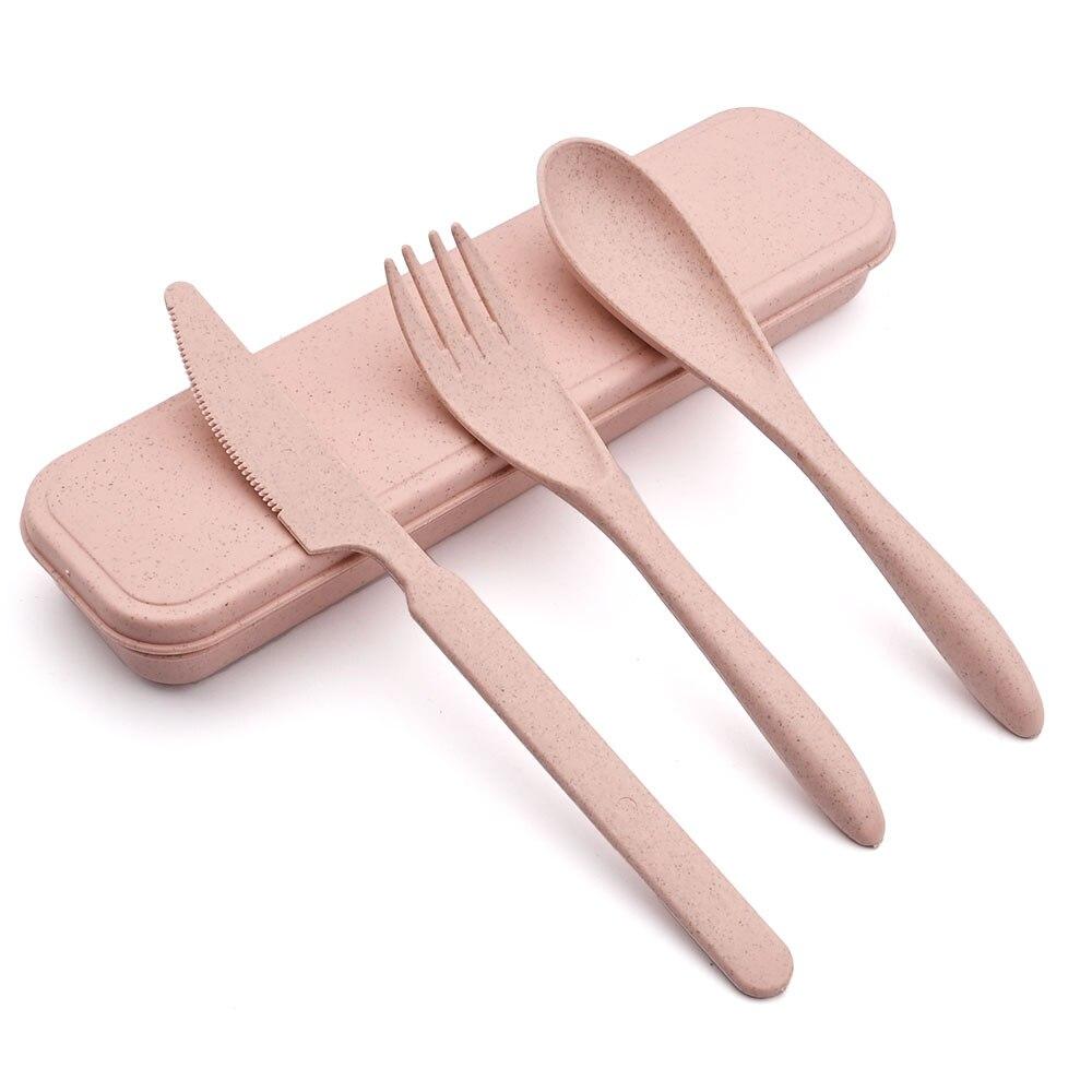 Tragbares Besteck Kinderbesteck Reise Camping Geschirr Set Messer Gabel Löffel Geschirr Set Weizen Geschirr Set Mit Box