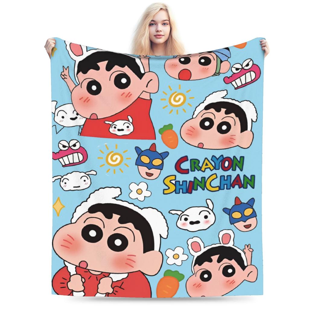Crayon Shin chan Knitted Blanket Cartoon Flannel Throw Blankets Summer Air Conditioning Personalised Soft Warm Bedspread