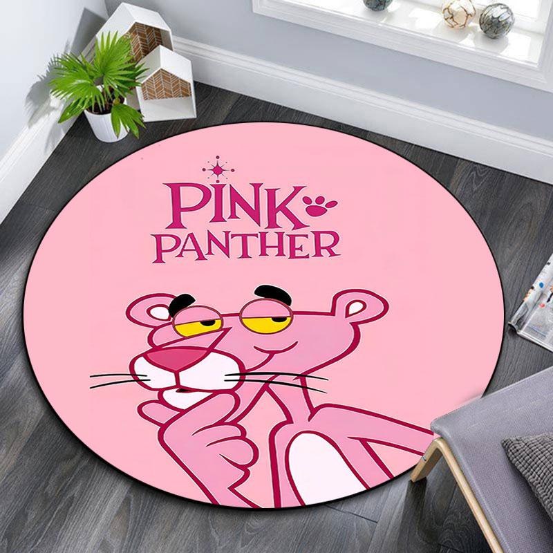 Pink Panther Pattern Round rug,Carpet Rug for Living Room Bedroom Playroom ,Non-slip Floor Mat,Holiday Gifts and Birthday Gifts.