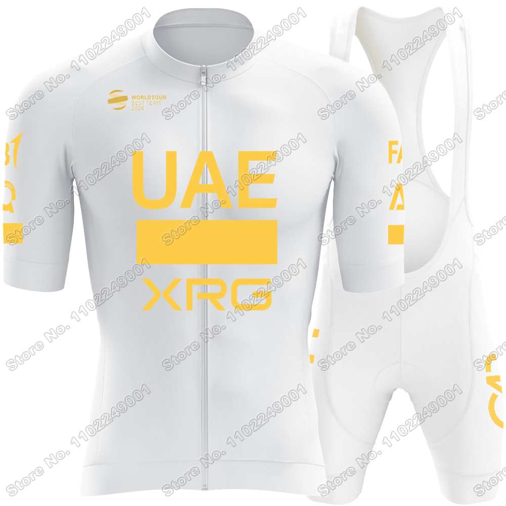 Weißes Team Fahrradtrikot Set Herren Fahrradbekleidung Sets Sommer Rennrad T-Shirts Anzug Fahrrad Trägerhosen MTB Trikot