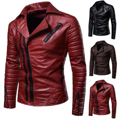 Erkek Moda Deri Ceket Rahat Motosiklet Deri Ceket Dış Giyim Ceket Mont