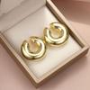 Hyperbole Large Chunky Non Piercing Golden Plated CCB Circle Ear Cuffs Earrings for Women Thick Round Light Ear Clip Jewelry