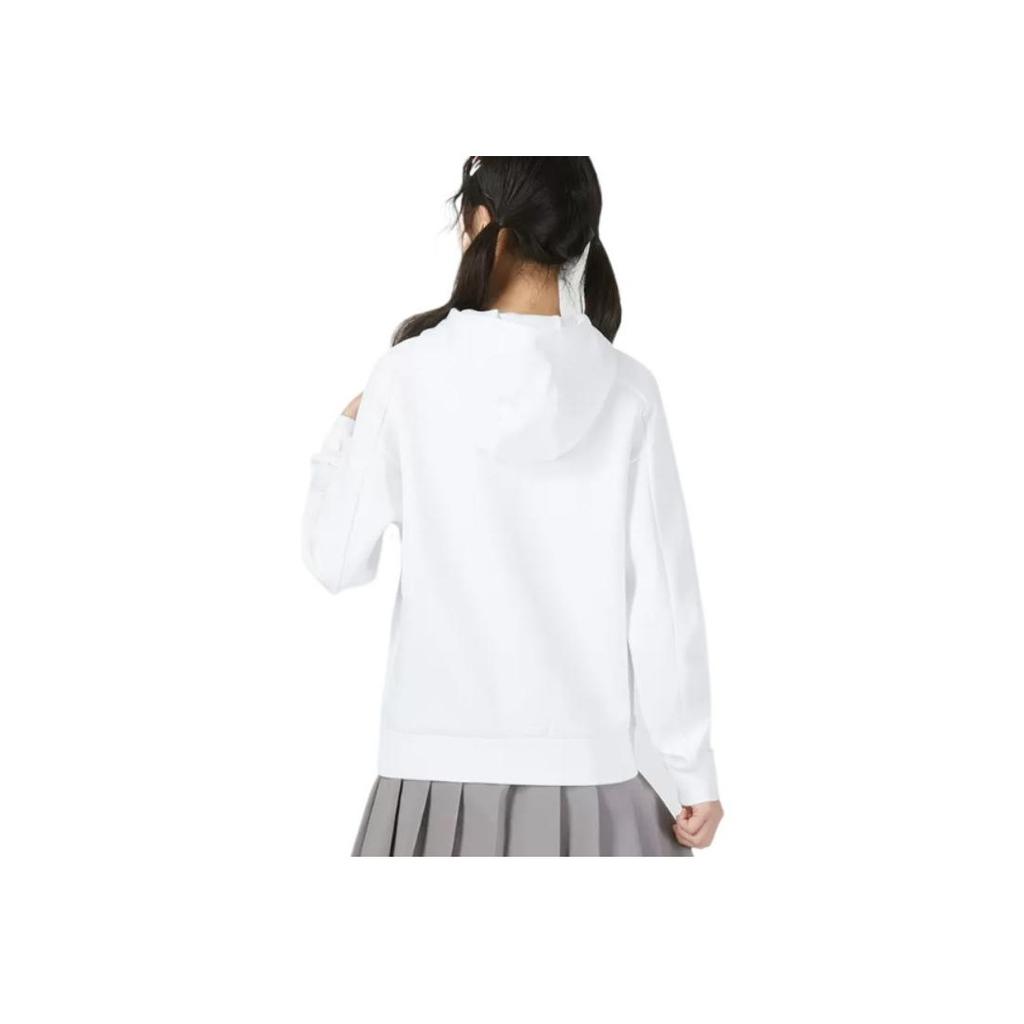Adidas Front Print Logo Hoodie Long Sleeve Sweatshirt Women Tops White HR2596