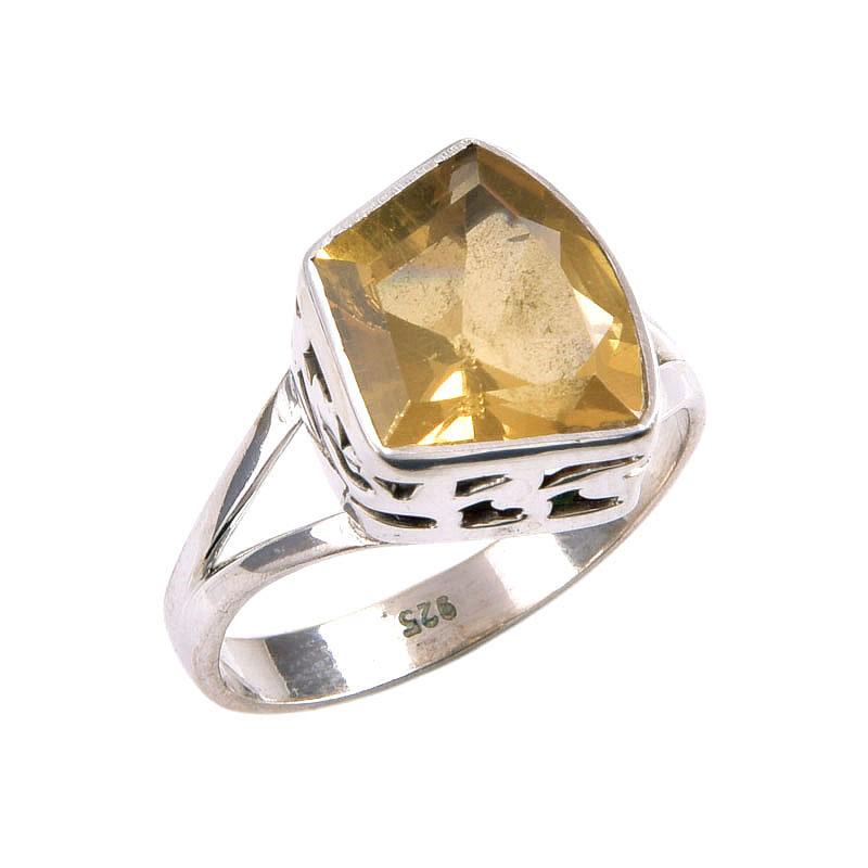 Naturalny Cytryn Kamień Szlachetny Ręcznie Robiona Biżuteria 925 Srebro Próby Pierścionek Rozmiar 8.5 k1N06
