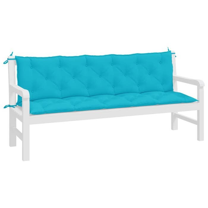 VidaXL Coussins de banc de jardin 2 pcs turquoise tissu Oxford 361734