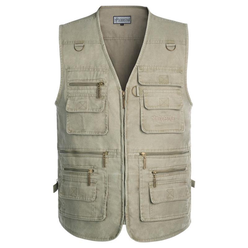 Men's Plus Size Multi-Pocket Outdoor Vest for Spring and Fall