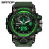 SANDA Women's Trendy LED Dual Display Waterproof Watch with Hourly Chime