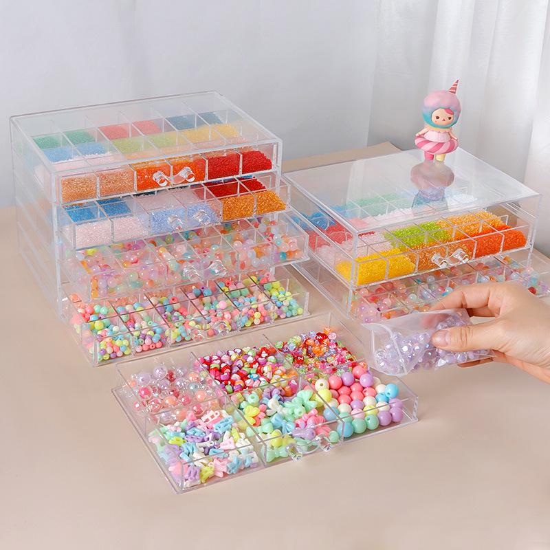 Transparent Multi-Layer Storage Box for Glass Beads and Jewelry Accessories