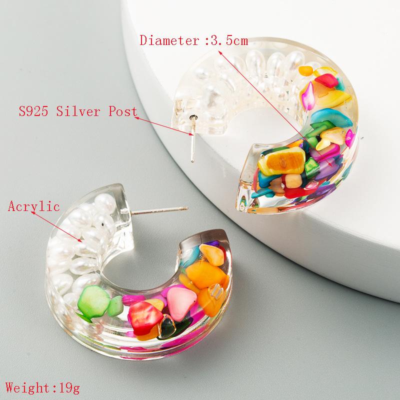 Creative C-shaped Acrylic Dangle Earring Trend Colorful Earrings for Women Brincos Female Fashion Jewelry Earings