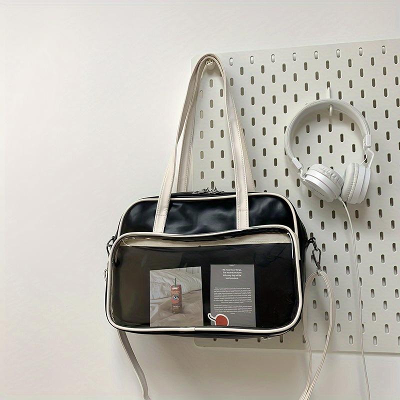 

Transparent Large Capacity Hand-held Shoulder Bag, Square Fashi Crossbody Tote Bags, Suitable for Commuting Banquet Occasis чорний