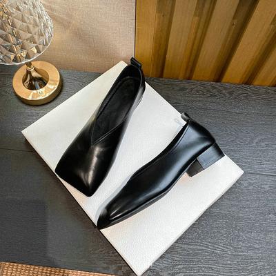 Fashion Square-Toed Single-Shoe Women'S 2025 New Soft Leather Flat Niche Designer Fashionable Women'S Shoes, Stylish And Unique
