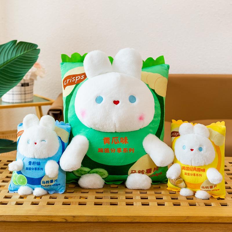 Cartoon Rabbit Potato Chips Plush Toy Cute Snack Potato Chips Rabbit Doll Doll Sofa Throw Pillow Gift