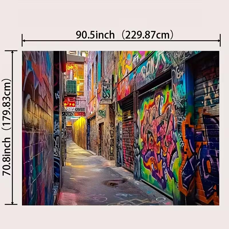 2D Vibrant Street Graffiti Backdrop Urban Alleyway Party Banner