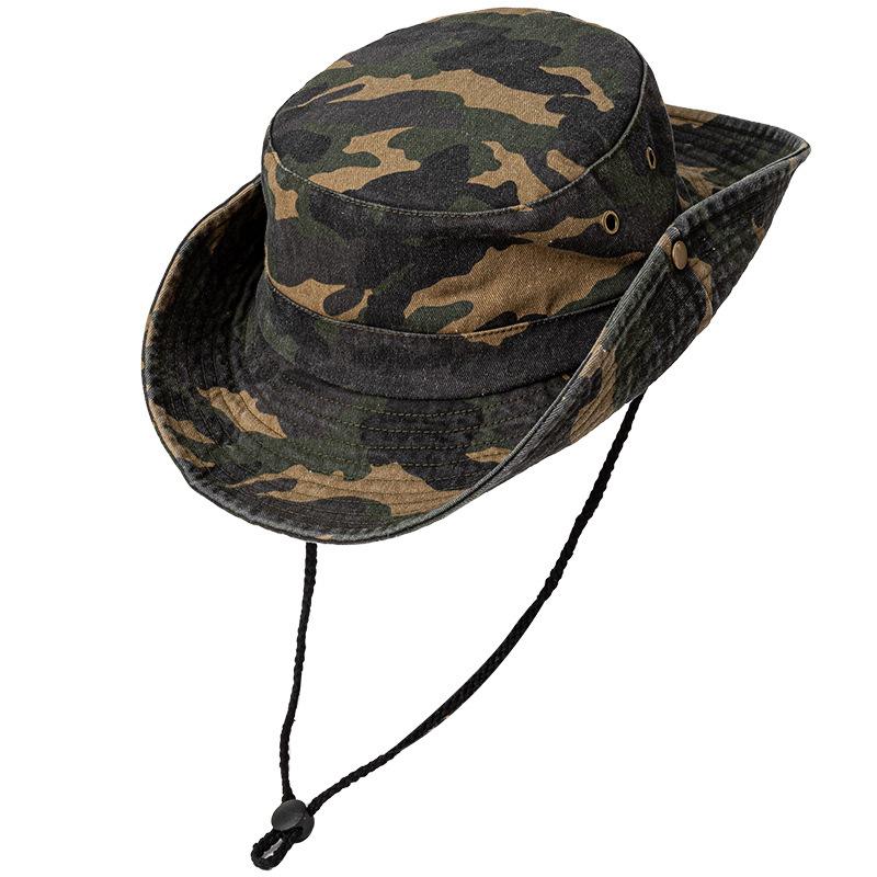 Camouflage Hat Bucket Hat Western Cowboy Outdoor Hiking Hat Summer Hiking Fishing Shading Sun Protection Hat
