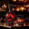 Glass Wine Cup 1200ML Halloween Bat Castle Whiskey Bottle, 320ML Vintage Gothic Theme Bottle Cup, Decorative Liquor Decanter Flask for Home