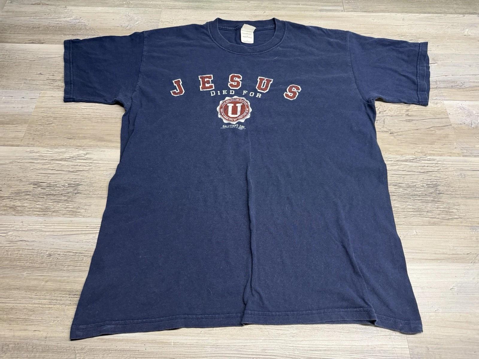 Vintage Y2K Jesus Died For You Galatians 2:20 T-Shirt Christian Parody Tee Sz L M