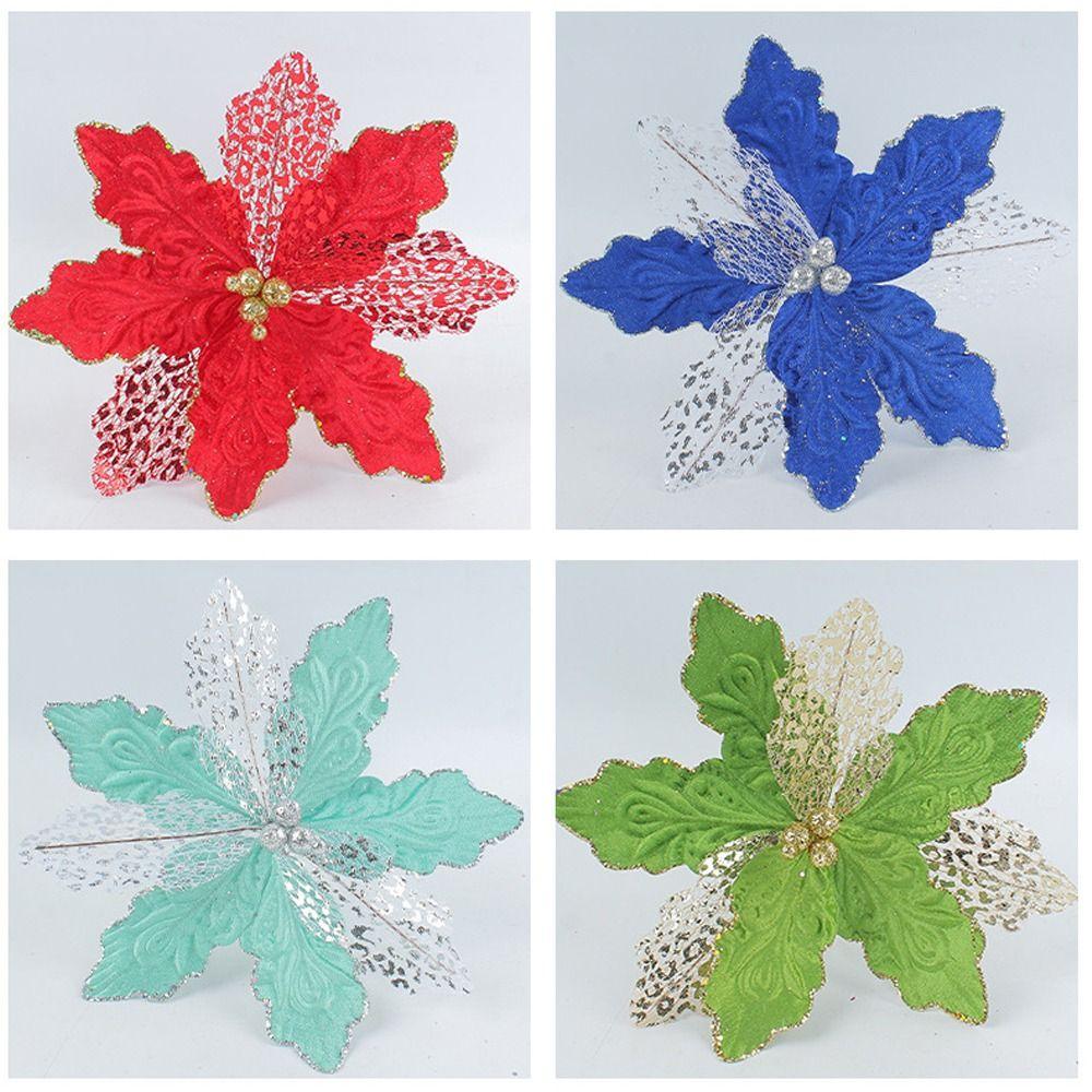2pcs Sequins Christmas Glitter Flower Christmas Tree Decorations  Home New Year Decor Gifts