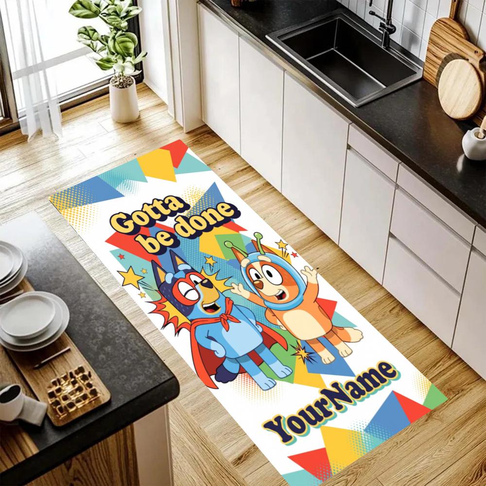 Bluey Customize Your Name Kitchen Rug Runner Rug Laundry Mat Hallway Entryway The Best Gift Choice