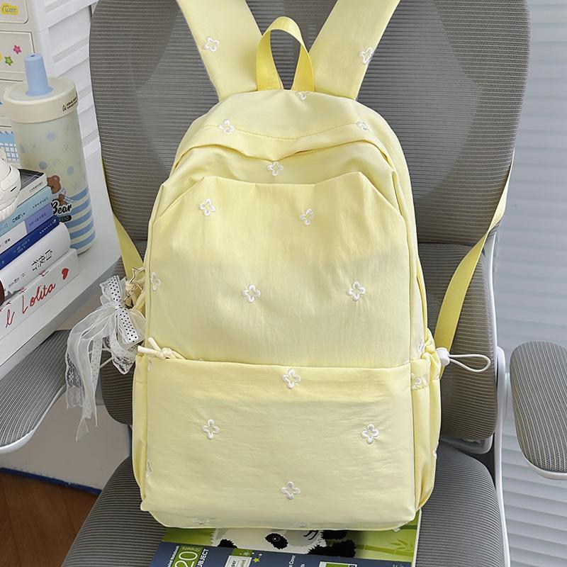Schoolbag Japanese Ins Fresh Embroidery Backpack Female Large Capacity Junior High School Student School Bag Leisure Travel Commuter Backpack