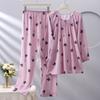 Spot new women's spring, summer and autumn cotton silk long-sleeved thin loose garden collar set simple and comfortable loungewear