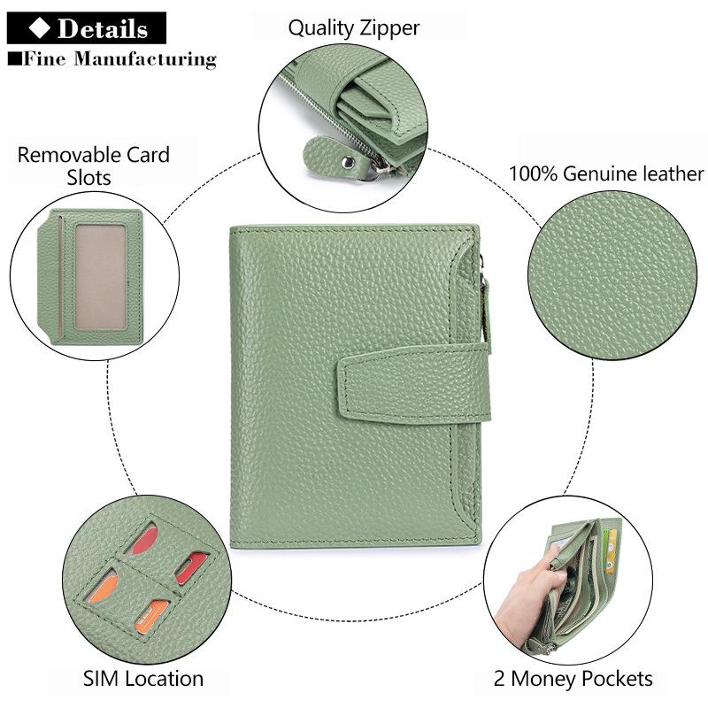 Damski portfel ze skóry naturalnej z blokadą RFID, z portmonetką i uchwytem na karty