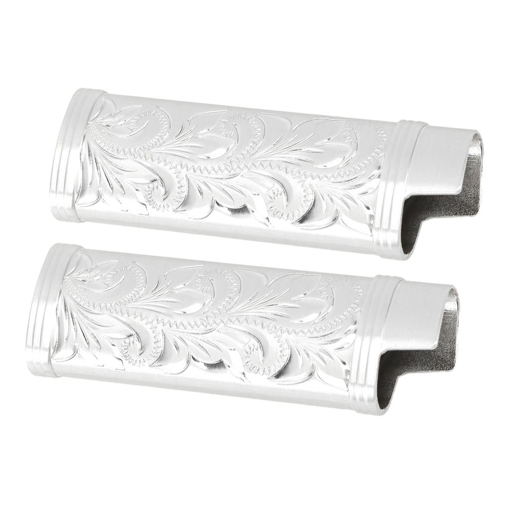 2Pcs Lighter Case Zinc Alloy Lighter Storage Container Floral Pattern for Outdoor Camping Hiking