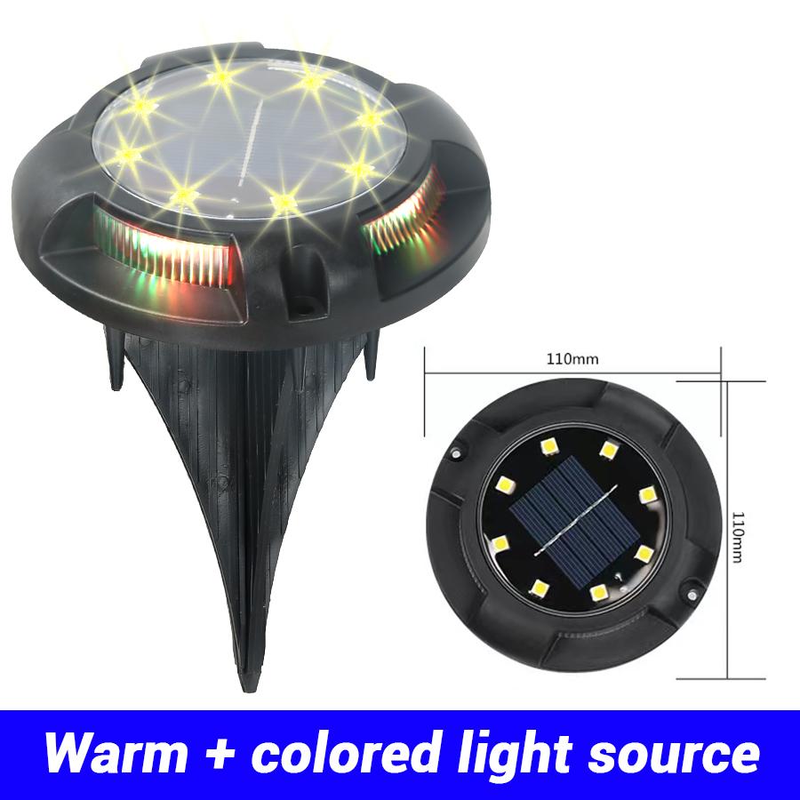 

Барвистий 12-світлодіодний сонячний енергетичний дисковий світильник для зовнішнього саду Сонячне підземне світло для палубного світильника Вкопана сонячна світлодіодна лампа для садового декору