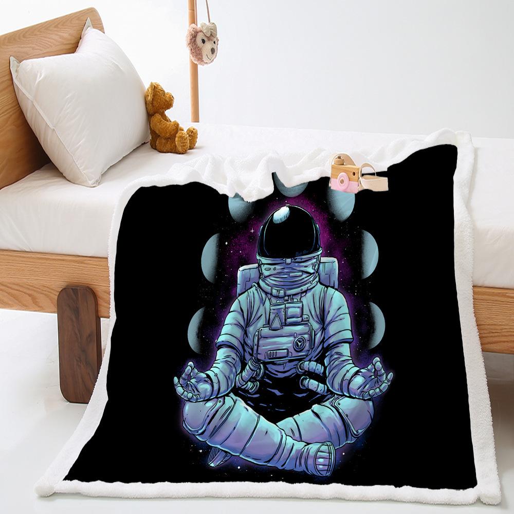Digital Printed Wish Cartoon Student with Lamb Fleece Crystal Fleece Blanket