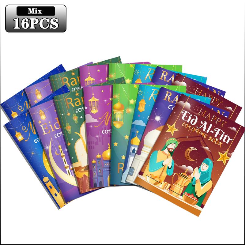 

16/32/48PCS Ramadan Coloring Books Gold Moon Fillers DIY Painting Drawing Book Children s Gift Graffiti Book for Party Supplies