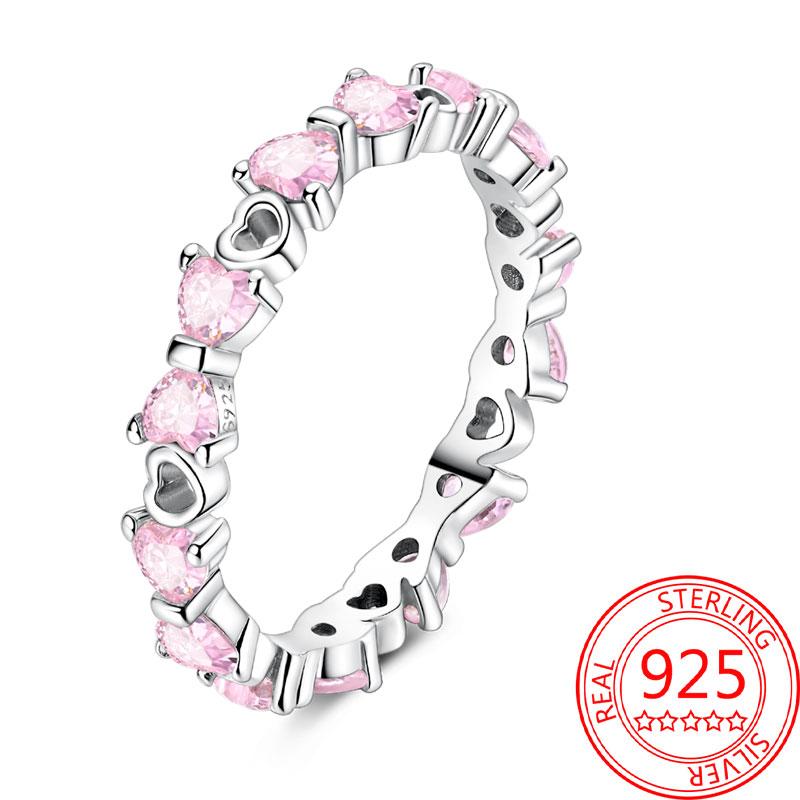 

Brand New Copper Metal Infinity Love Pink Heart Shiny Cubic Zircon Rings Evil Eye Signet Ring Designed For Women Protection Lucky High Quality Fine 9