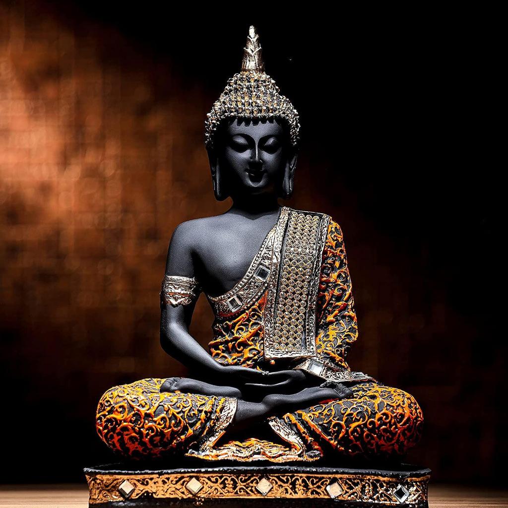 Sitzende Buddha-Statue aus Polyresin, Prunkstück für Wohnkultur, Dekoration, Geschenk