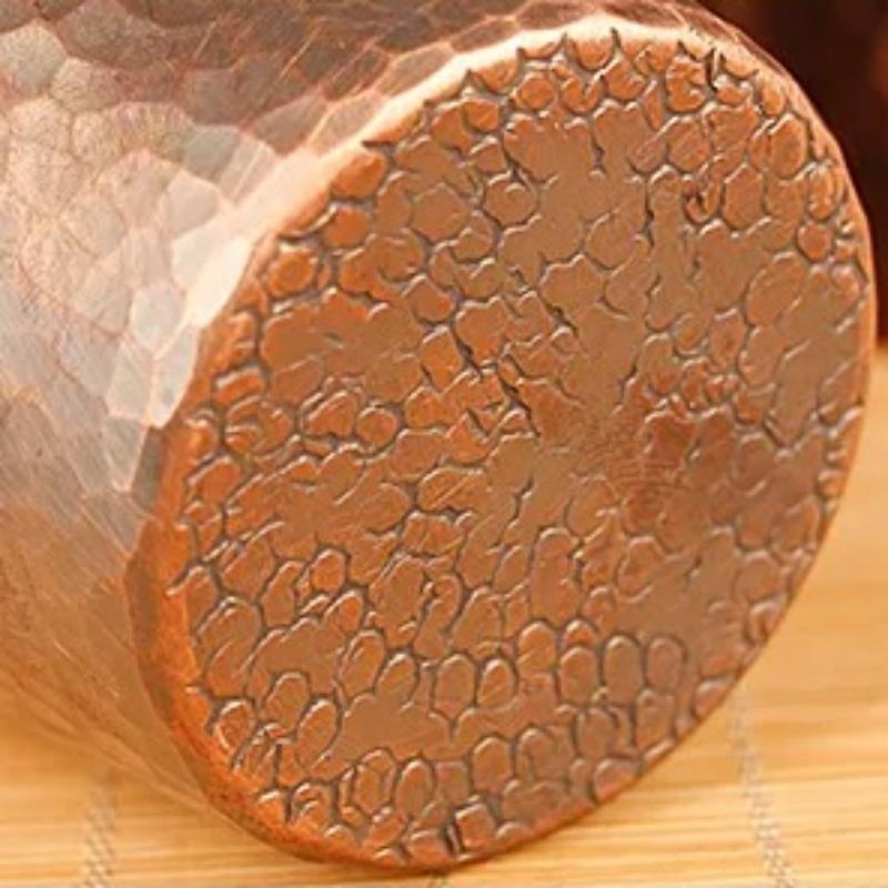 Tazza Antica in Rame Puro, Con coperchio Manico Intrecciato Tazza Spessa per la Colazione, Bicchiere da Tè Artigianale Bicchieri Stoviglie Tazza da Caffè