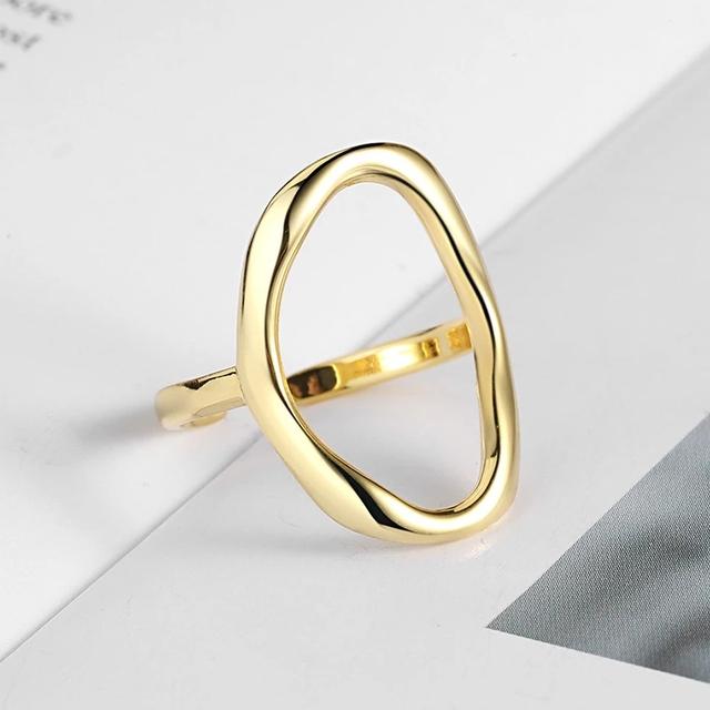 

Foxanry Hot Sale Silver Color Party Ring for Women Couple Creative Irregular Simple anillos Jewelry Size 17.3mm Adjustale resizable