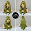 Profesionální Dlouhá Rovná Zelená Paruka pro Ženy Přírodní Syntetické Volné Vrstvené Vlasy Paruky s Ofinou Vysoká Hustota Vanilkové Cosplay Paruky