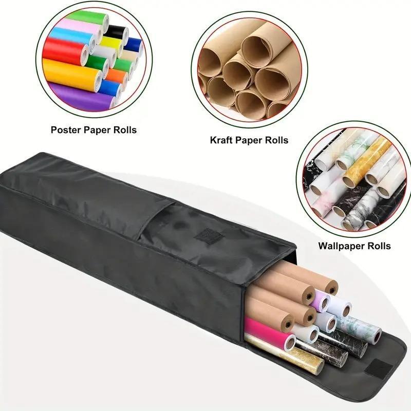 Large Capacity Wrapping Paper Organizer Oxford Fabric Tear Resistant with Tool Pockets for Household Storage
