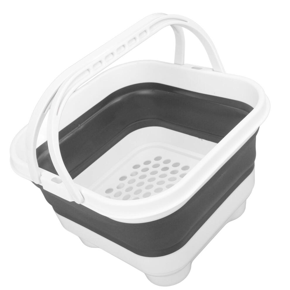 Foldable Bath Toy Organizer 30x28x18cm White+Black with Quick Drain