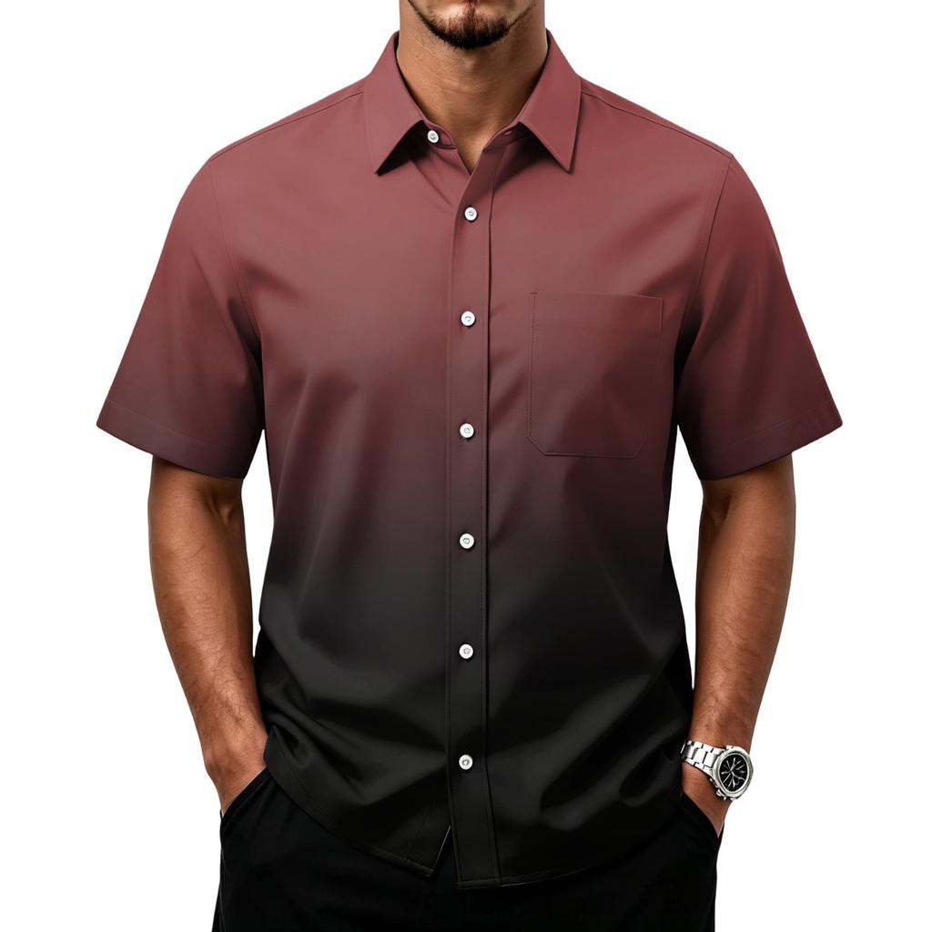 Men's Casual Short Sleeve Button Down Shirt with Chest Pocket Lightweight Breathable Summer Shirt for Everyday Wear