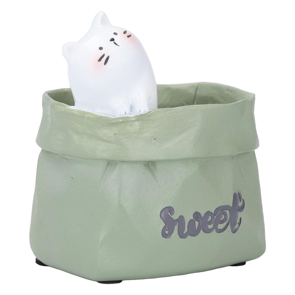 Pen Pencil Holder Desktop Ornament Resin Cute Animal In Grocery Bag Small Succulent Planter for