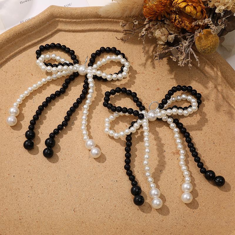 1PCS Double Layered Pearl Bead Bowknot Charm Shoe Buckle Handmade Shoes Clip Decoration Bag Pendant Bow Key Chain Accessories