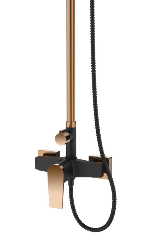 Midnight Black/Gold Square Rain Shower Column