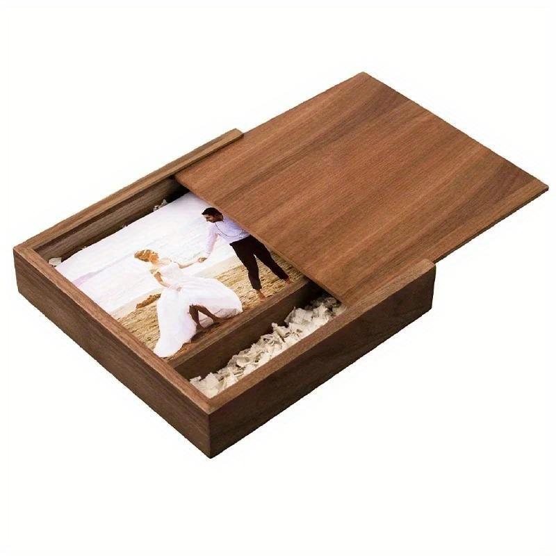 1PCS Walnut Maple Wood Storage Box Photography Wedding Gift Album Jewelry USB Box Natural Unfinished Wooden Case