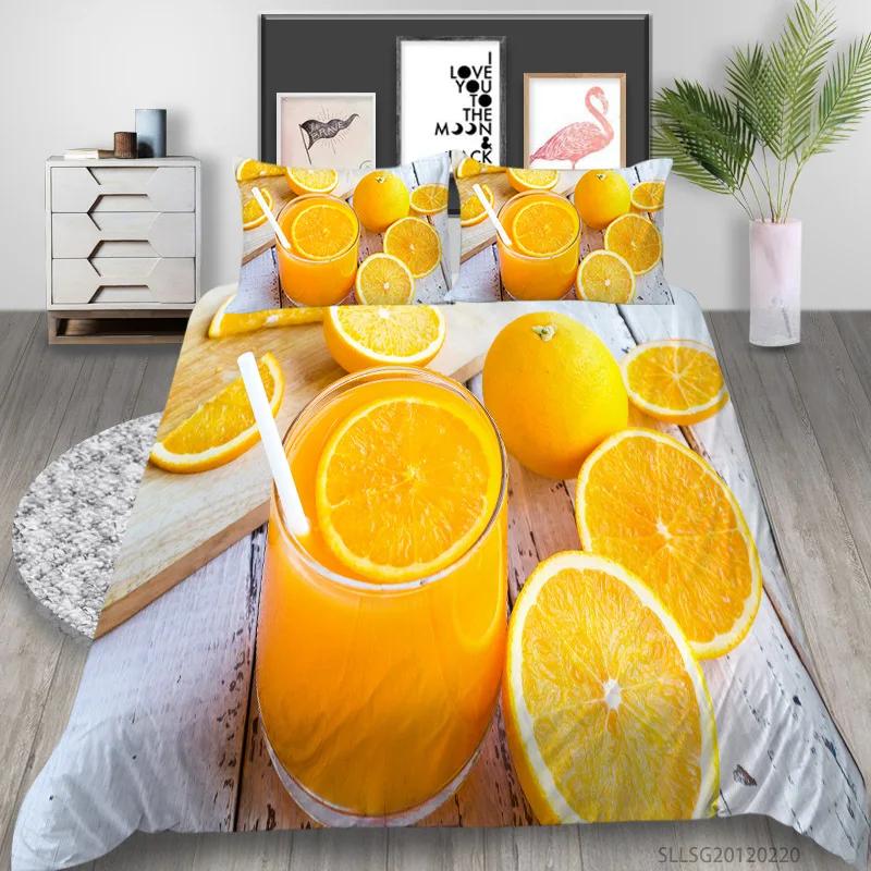 

Children Kids Orange Soft Duvet Cover King Quen Fruit Tangerine Beding Set Tropical Botanical Warm Comforter Cover 2/3pcs Polyester Comfortable Quilt 135*200cm Eu-Single