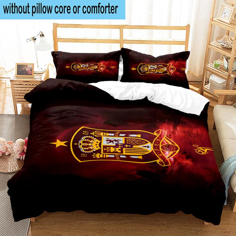3pcs Spain's Royal Emblem Printed Bedding Set Duvet Cover Closure Includes 1 Duvet Cover & 2 Pillowcases Bedding Sets Home Decor Gifts