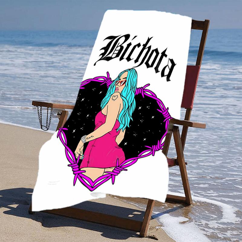 Proof Beach Towel with a Karol G Pattern - Soft,absorbent,quick-drying,machine Washable - Perfect for Swimming,camping,bathing