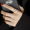 New Goth Hollow Out Square Metal Gold Color Zircon Open Ring For Woman Fashion Shining Jewelry Student Party Luxury Unusual Ring