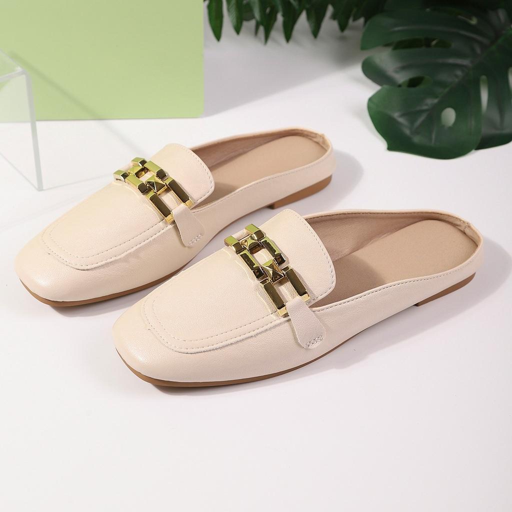 2025 Neue Damenschuhe Damen Flache Mode Vintage Leder Slipper Elegant Bequem Lässig Flache Schuhe für Damen